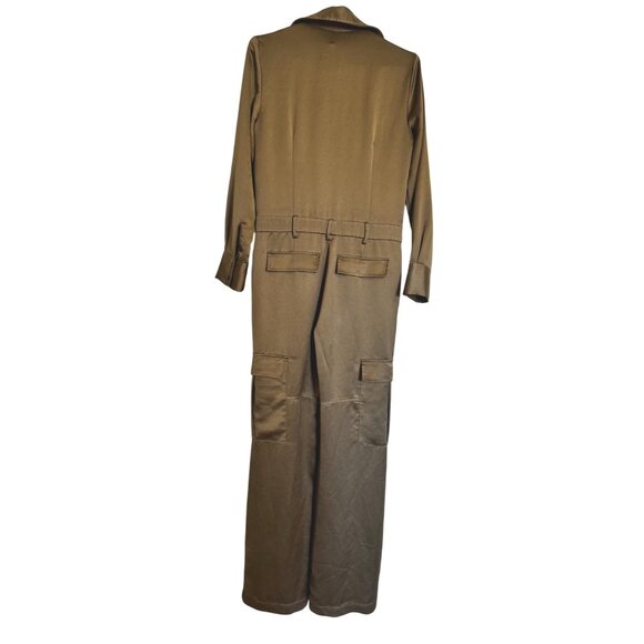 MNG Mango One Piece Suite Kate Size XS Jumpsuit Olive Green Cargo $139 NWT - Picture 4 of 16